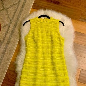 J. Crew Neon Yellow Fringe Lace Sheath Dress